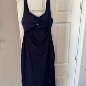 OFFLINE by Aerie Navy Midi Dress Real Me XTRA Night Out Keyhole NWT